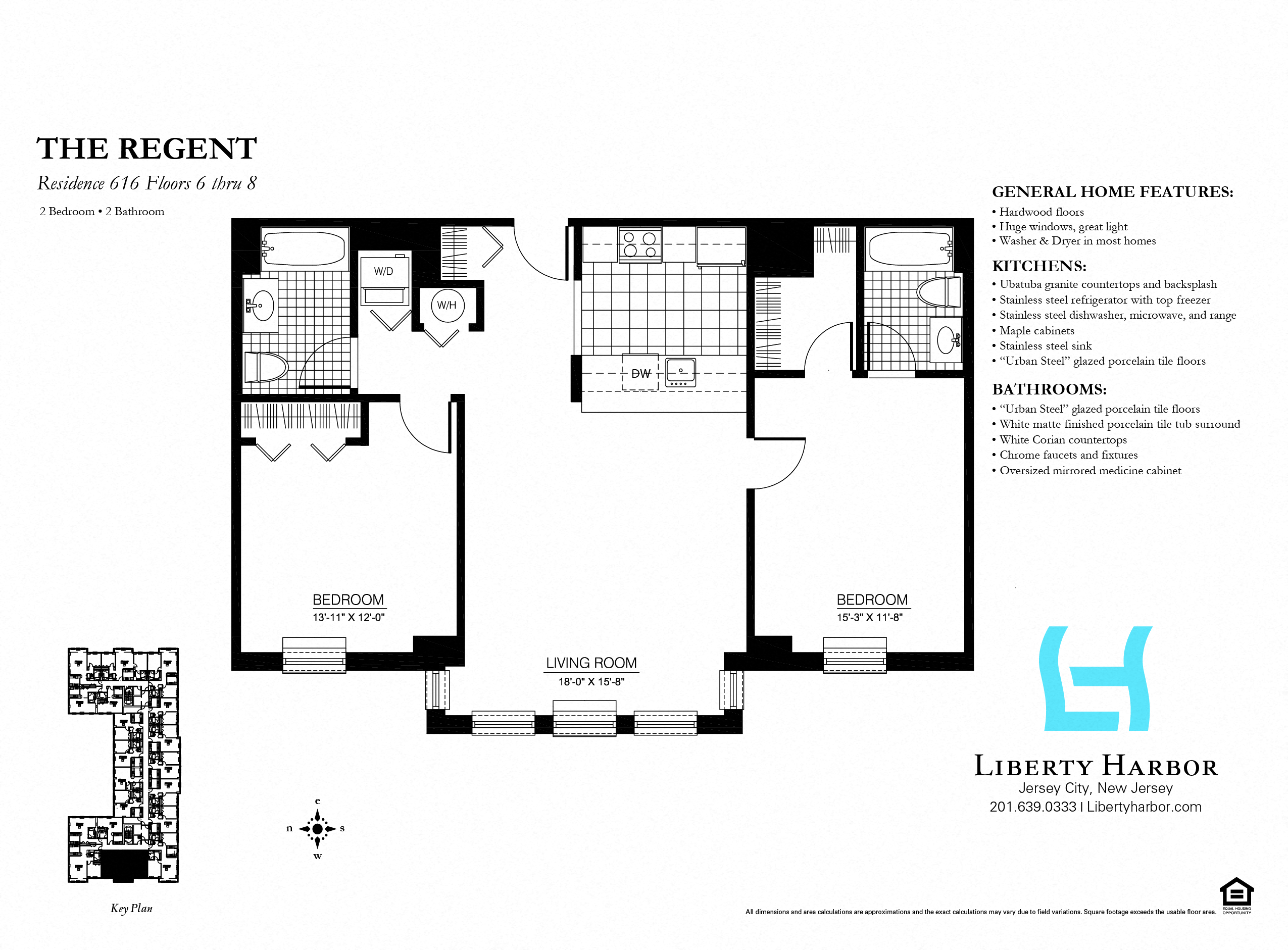 Floor plan for 2 beds, 2 baths, 1081 sqft